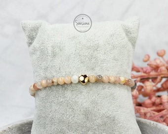 Bracelet sun stone heart rose gold gemstone bracelet minimalist