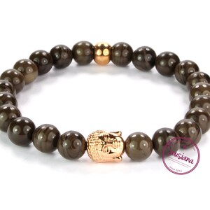 Armband Kaffeejaspis Buddha rosegold Edelsteine Bild 1