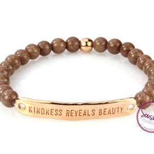 Bracelet gemstones jade rose gold brown image 1