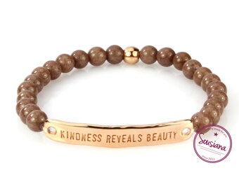 Bracelet gemstones jade rose gold brown