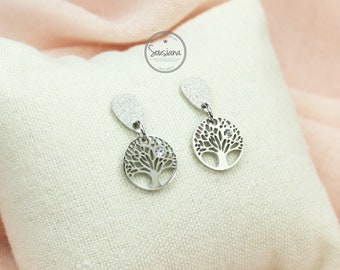 Earrings Tree of Life Stainless Steel Silver Earrings Earrings Silver