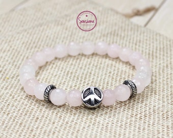 Gemstone Bracelet Rose Quartz Peace Stainless Steel