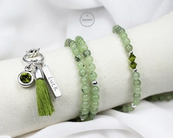 Begging Necklace Gemstones Prehnite olive green antique silver Long gemstone necklace