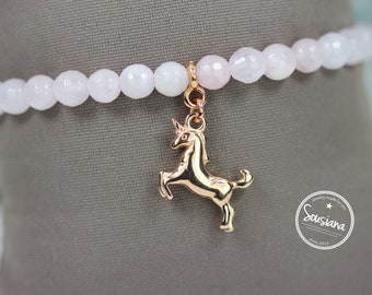 Bracelet rose quartz unicorn rosegold gemstones