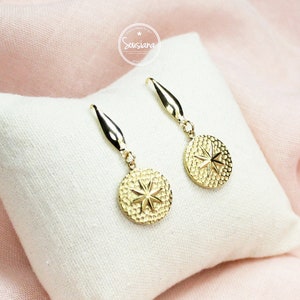Hanging earrings star gold stainless steel image 1
