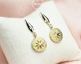 Hanging earrings star gold stainless steel