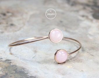 Bangle rose quartz rose gold gemstone bangle stainless steel rosegold filigree