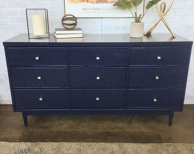 AVAILABLE Navy Painted MCM Dresser Etsy