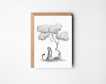 5x7 India Ink Cheetah Card