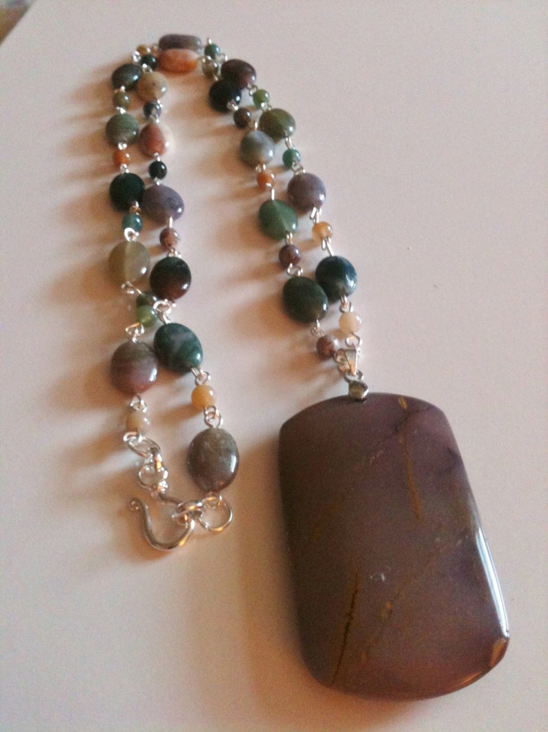 fancy jasper necklace with a purple stone pendant image 2