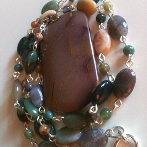 fancy jasper necklace with a purple stone pendant image 1