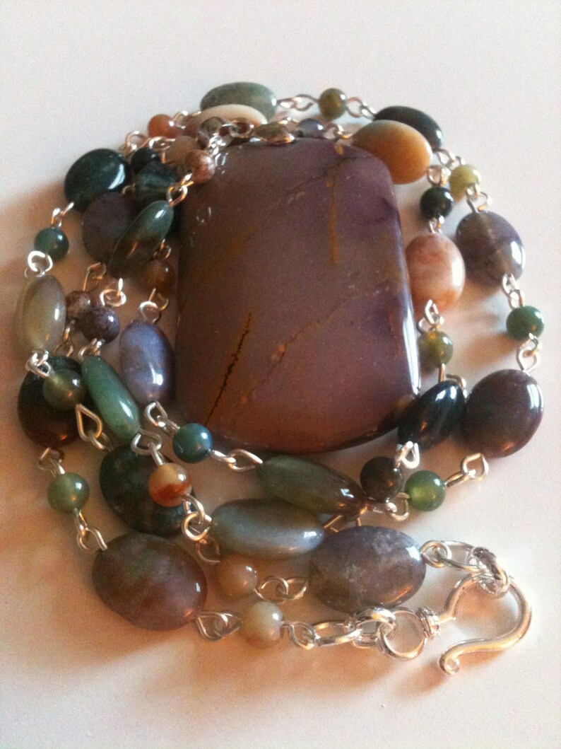 fancy jasper necklace with a purple stone pendant image 4