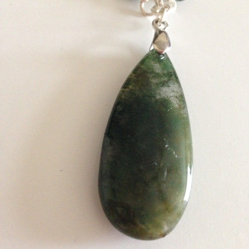 Agate necklace with moss agate pendant | Etsy