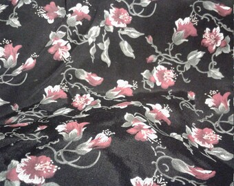 Destash black, red & green rose print fabric