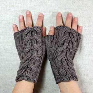 Knitted Fingerless Mittens with cables &quot;Rapunzel&quot;