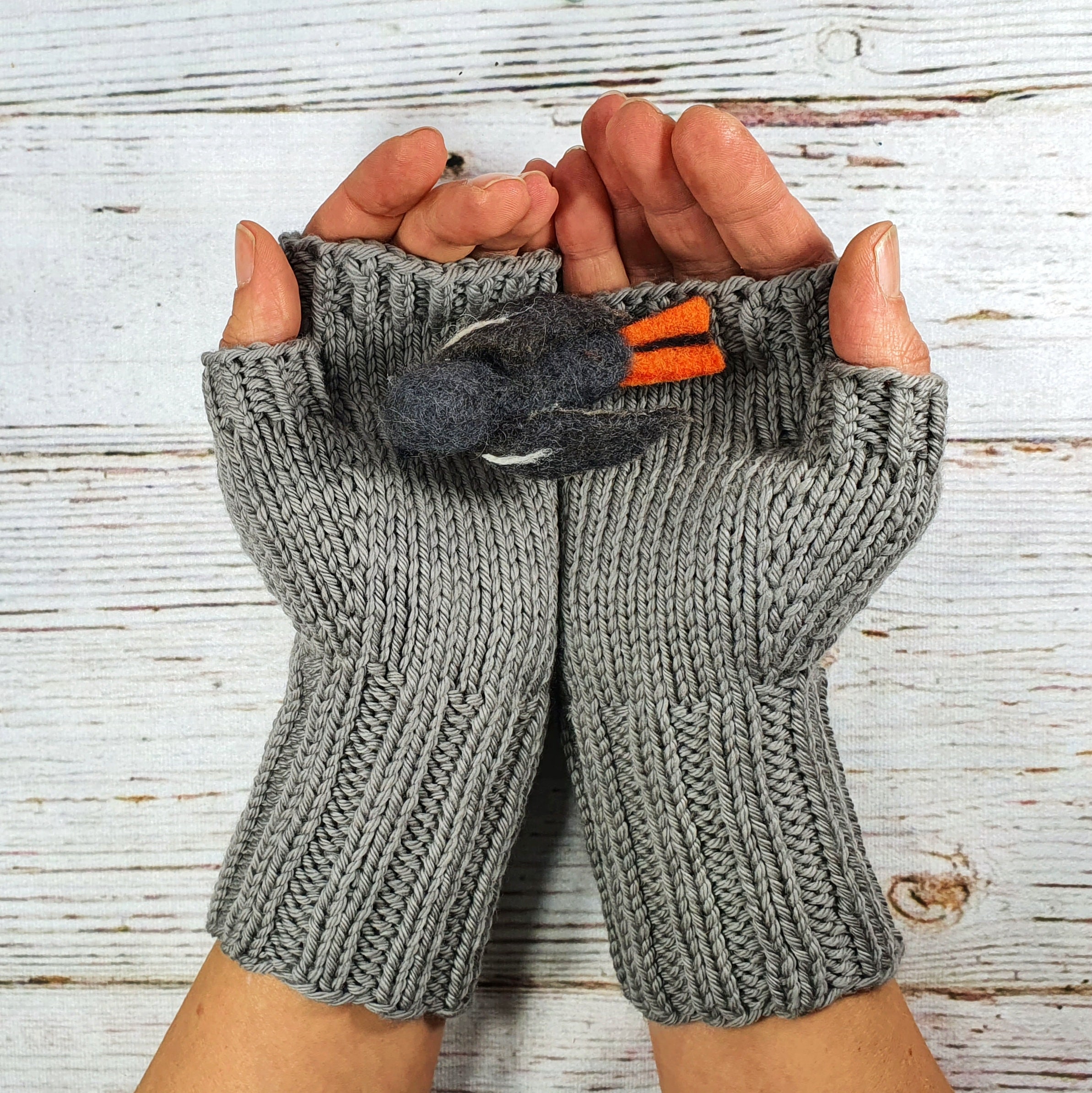 Handschoenen vingerloos gebreid uni groen