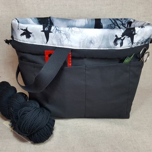 Knitting Project Bag scary witch with drawstrings 4 Sizes image 9