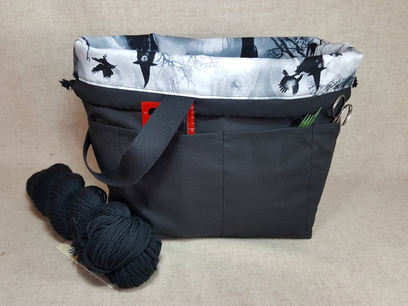 Knitting Project Bag scary witch with drawstrings 4 Sizes image 9