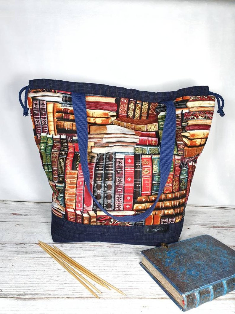 Extralarge project bag with old books shoulder bag with Etsy