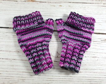 Fingerless Gloves for toddlers purple and gray