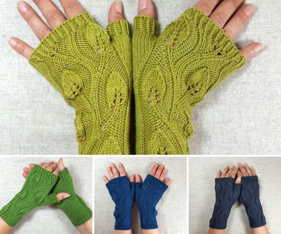 fingerless gloves leaves