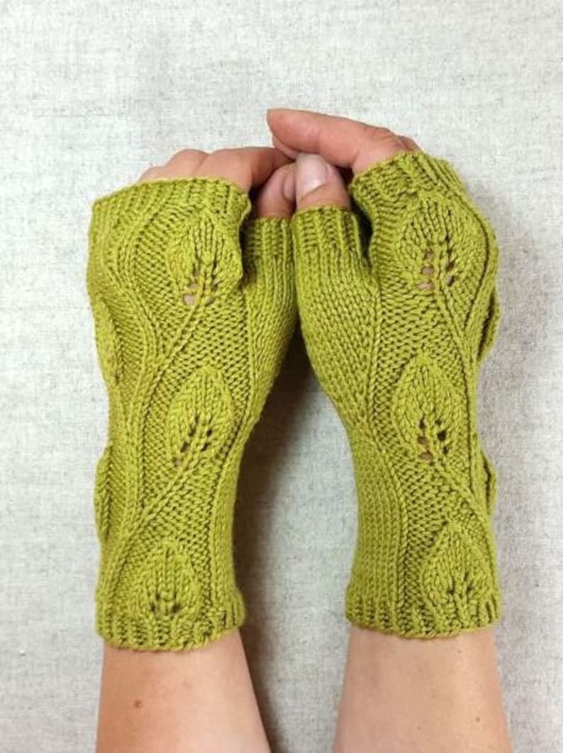 Fairy Fingerless Gloves leaves Handknitted Etsy
