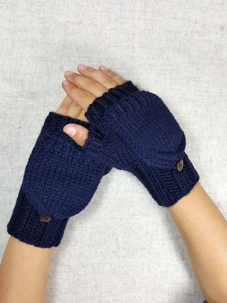 Convertible Mittens with flap knit gloves for kids woo Etsy