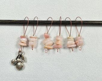 Opal stitch markers pink set of 6