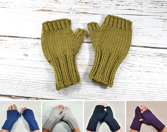 Soft fingerless Gloves organic for kids from 6 years, mittens in many colors