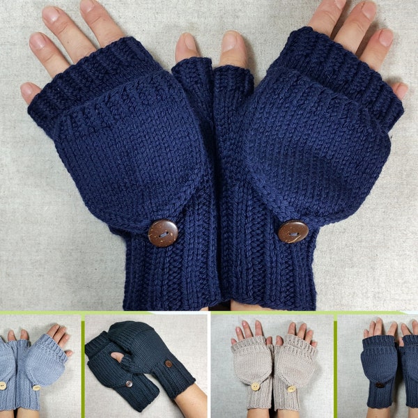 Fäustlinge mit Kappe für Erwachsene in vielen Farben, gestrickte Handschuhe 3 Größen