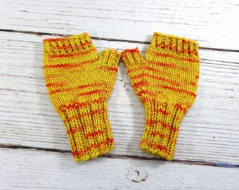 Yellow Fingerless Gloves for Toddlers organic