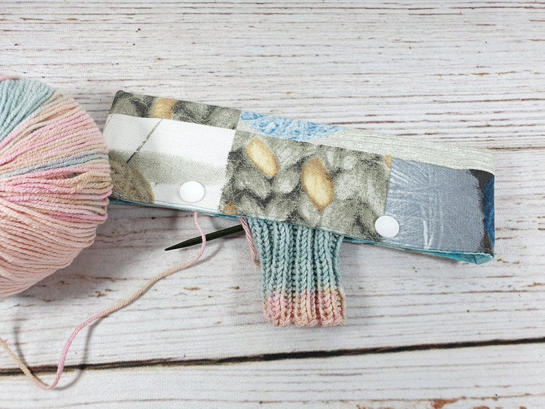 Sock Project Bag with knitting motive two sizes, needle cozy optional image 5