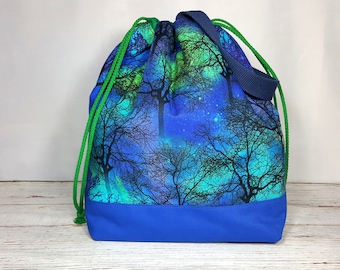 Extra-Large Project Bag "Nordic Lights" with drawstrings 2 sizes
