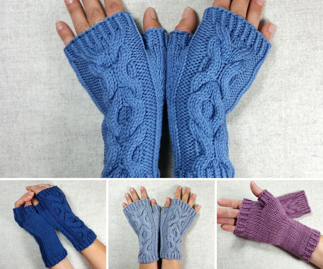 Eco Fashion Fingerless Gloves With Cables Etsy New Zealand
