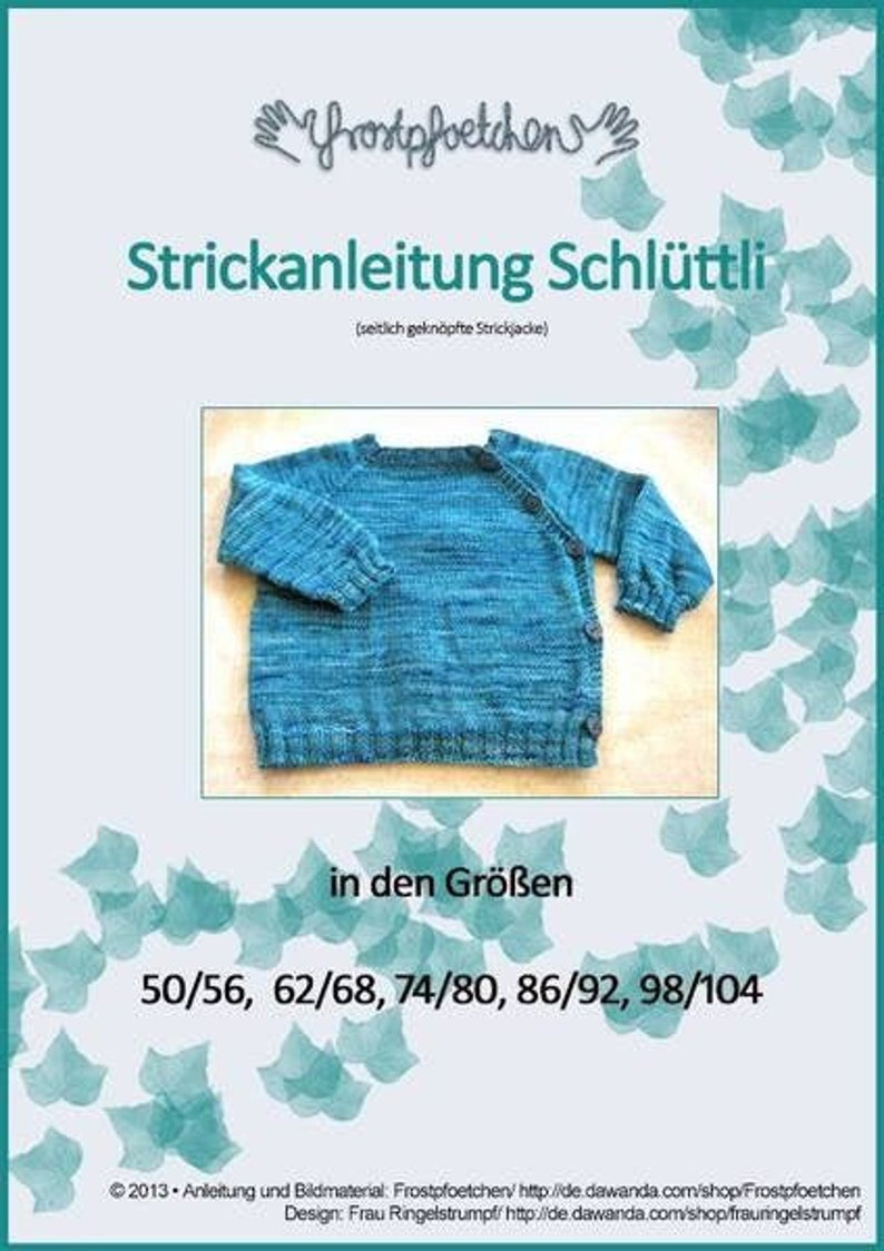 Strickanleitung Schlüttli, Strickjacke Gr. 50-104, Baby-Strickjacke Anleitung, Strickmuster Strickjacke, Wickeljacke Kleinkind Bild 1