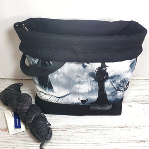 Knitting Project Bag scary witch with drawstrings 4 Sizes image 5