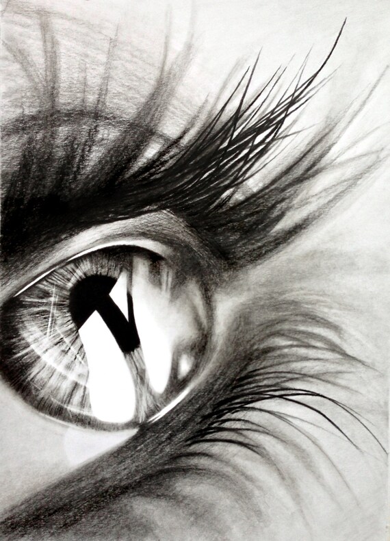 Items similar to limited print - Pencil drawing of an eye ...