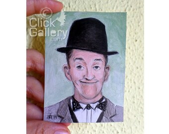 ORIGINAL CLOWN PAINTING, miniature portrait, tiny art, 2,5" x 3.5", aceo, acrylic, Artist Trading Card, collectible, circus, gift