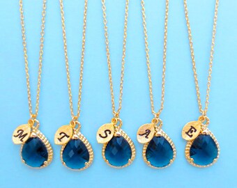 Initial Bridal Silver Personalized Set of 1-4 Gold Necklace Sets Wedding Jewelry Clear Gift Bridesmaid Letter Cubic