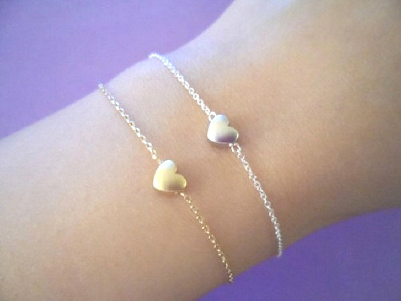 Birthday Dainty Christmas Jewelry Love Mom Gold filled Jewelry Heart Bracelet Gift Sterling silver chain Friendship Tiny