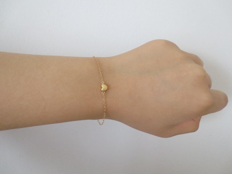Birthday Dainty Christmas Jewelry Love Mom Gold filled Jewelry Heart Bracelet Gift Sterling silver chain Friendship Tiny