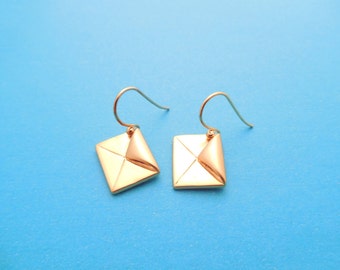 Cute, Envelope, Mail, Email, Gold, Earrings, Dainty, Envelop, Jewelry, Friendship, Birthday, Best friend, Gift, Accessories, Jewelry