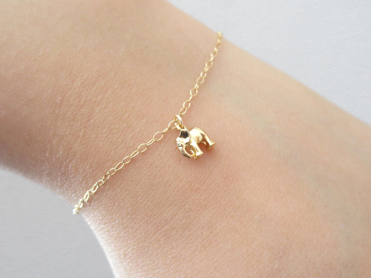 Baby Elephant Bracelet Gold Filled Chain Bracelet Sterling Etsy Canada