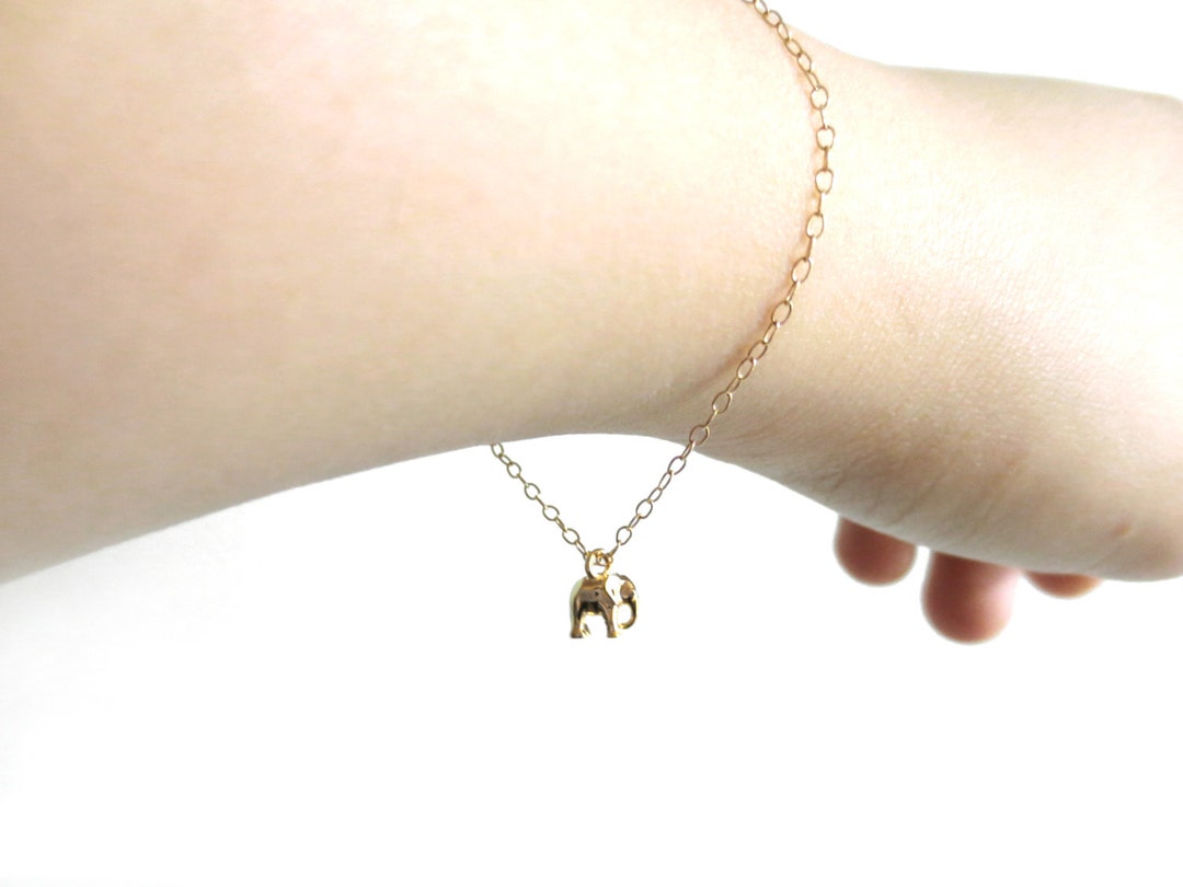 Baby Elephant Bracelet Gold Filled Chain Bracelet Sterling Etsy