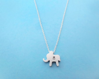 Personalized, Letter, Initial, Elephant, Silver, Necklace, Animal, Jewelry, Birthday, Friendship, Mom, Sister, Gift, Jewelry