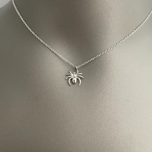 Spider Necklace – Dainty Silver or Gold Plated Jewelry | Creepy Cute Pendant | Gothic Minimalist Necklace | Halloween Gift for Her