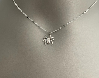 Spider Necklace – Dainty Silver or Gold Plated Jewelry | Creepy Cute Pendant | Gothic Minimalist Necklace | Halloween Gift for Her