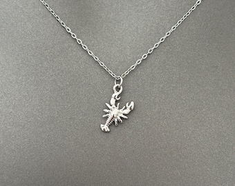 Gold Silver Lobster Necklace, Tiny Lobster Pendant Necklace, Dainty Ocean Jewelry, Coastal Inspired Necklace, Sea Life Jewelry Gift