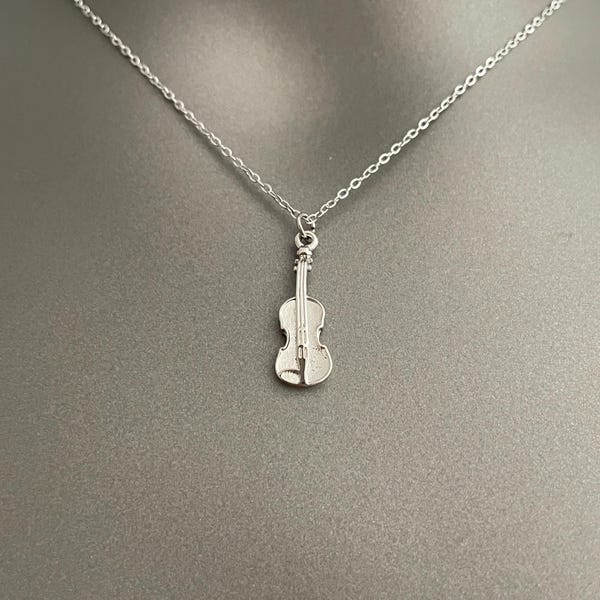 Minimal Anhänger Geige – Vergoldete oder versilberte Halskette | Musik-Liebhaber-Schmuck | Einfache Halskette für jeden Tag