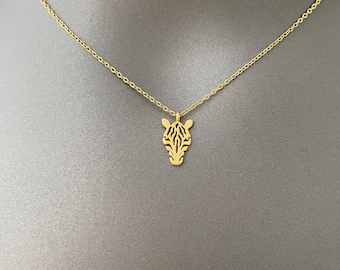 Zebra Necklace – Gold/Silver Plated Animal Jewelry | Tiny Zebra Head Pendant Necklace | Safari and Wildlife Lover Gift